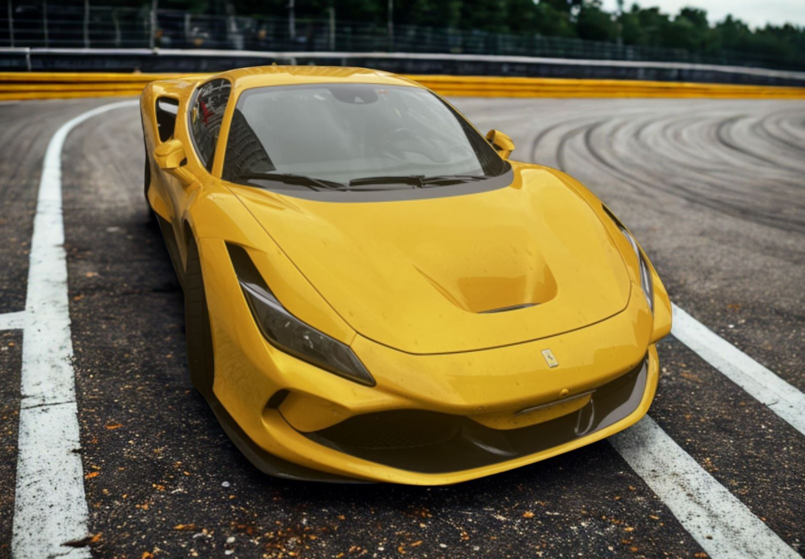 Ferrari F8 Tributo giallo tristrato with black brakes