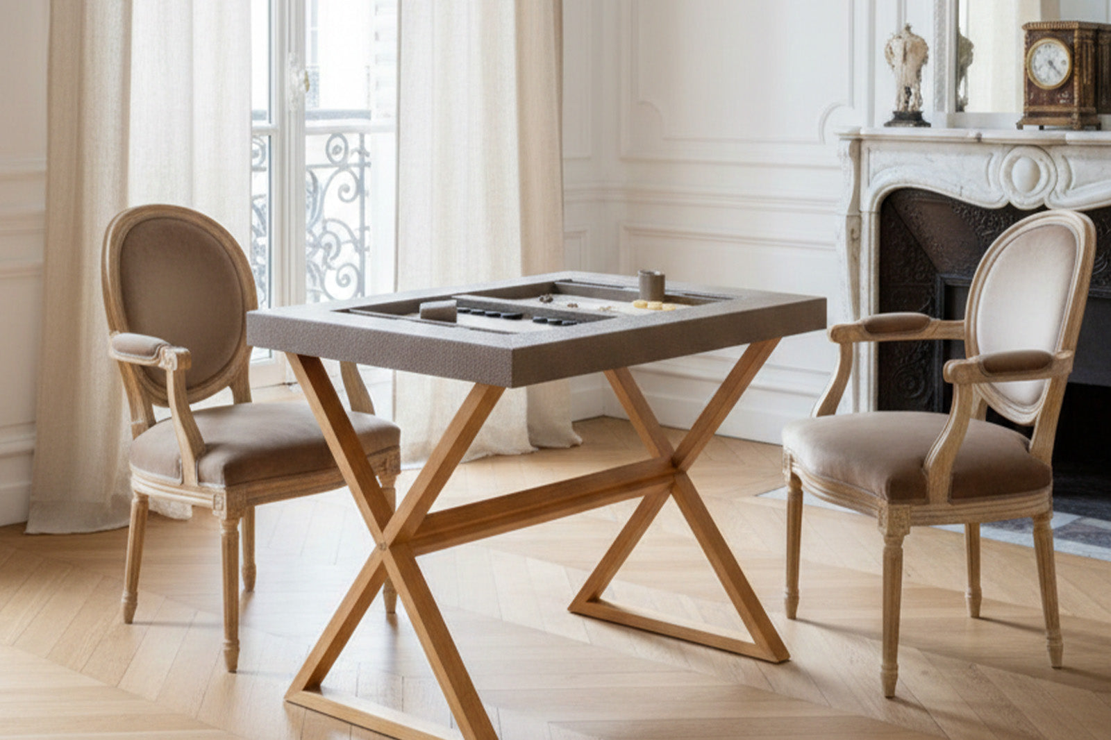 Grained Backgammon Table - Wood Feet