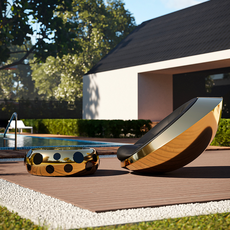 UFO GALVANIC – the Rocking Chair with a chrome finish (Alternate)
