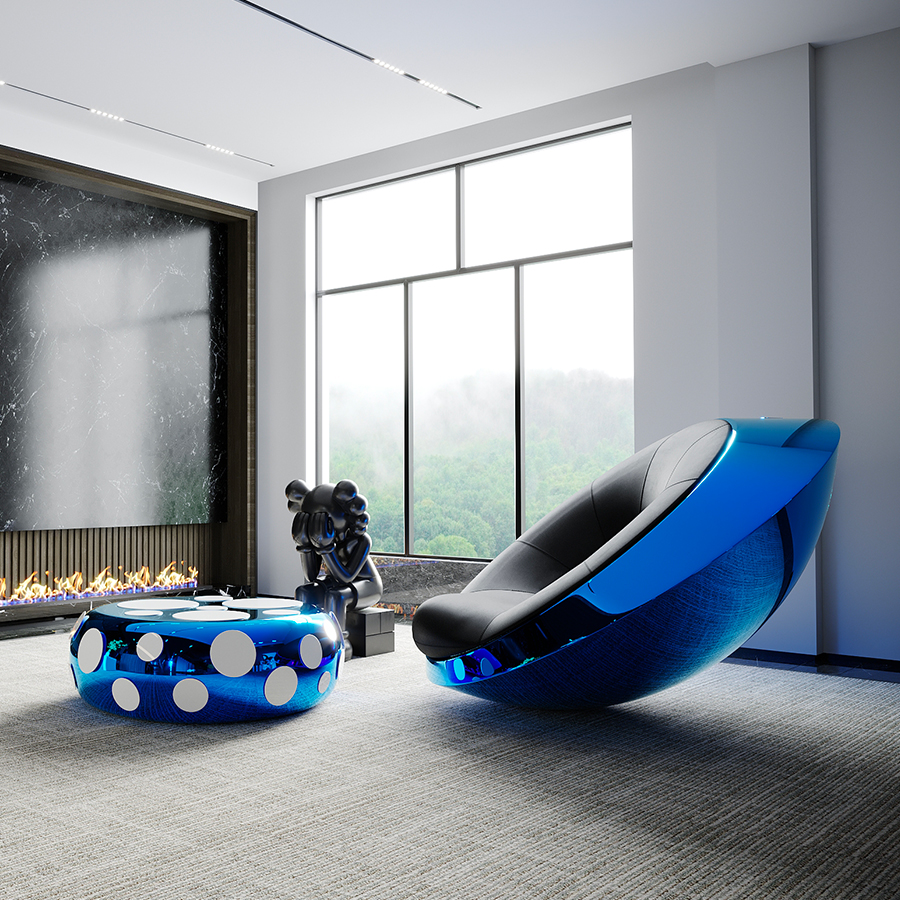 UFO GALVANIC – the Rocking Chair with a chrome finish