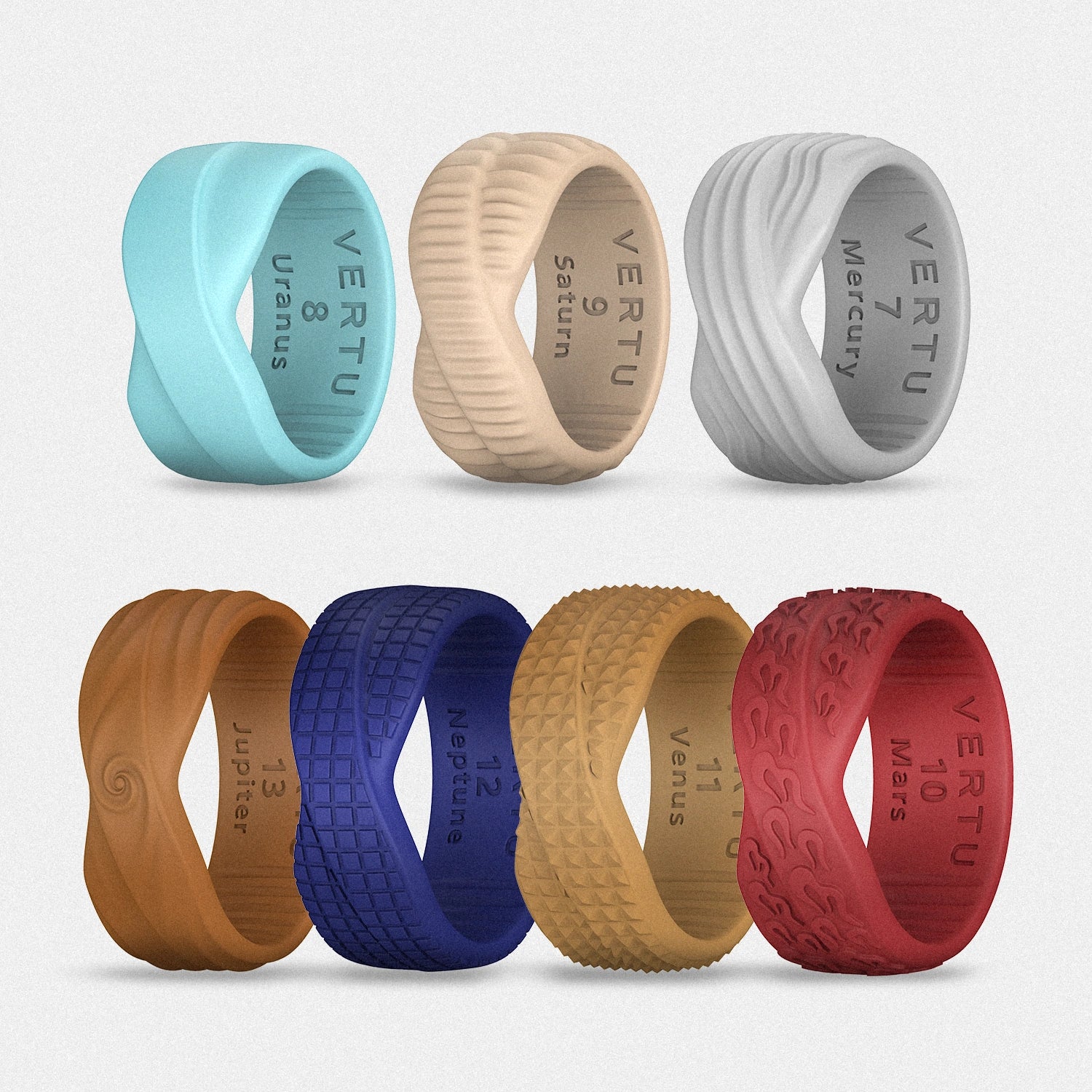 7-Piece Planetary Silicone Rings Set