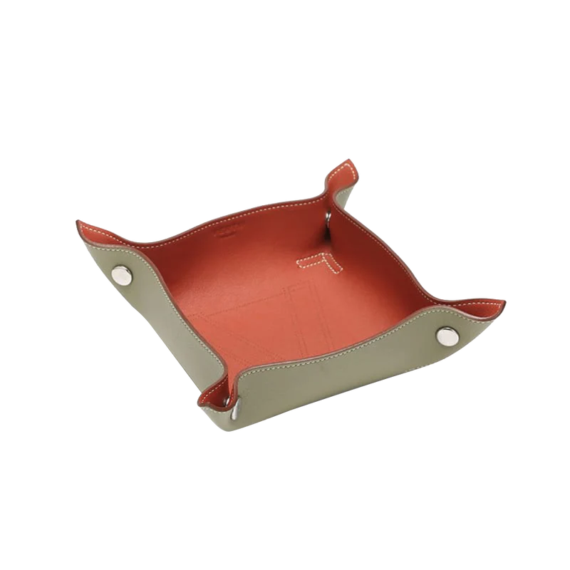 Calf Leather Serving Tray – Orange & Blue